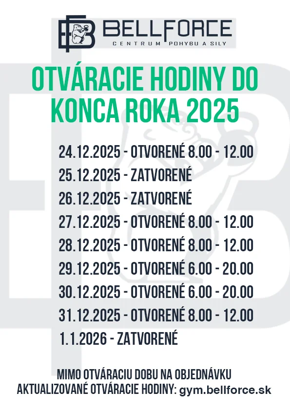 Otváracie hodiny a rozpis skupinových tréningov